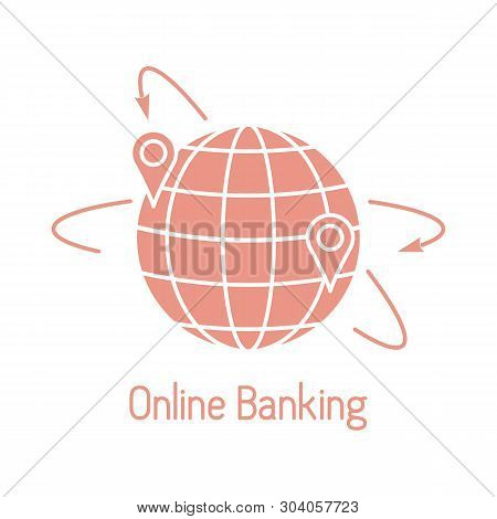 Vector Illustration With Arrows Around Planet Earth With Location. Electronic Payment, Internet Fina