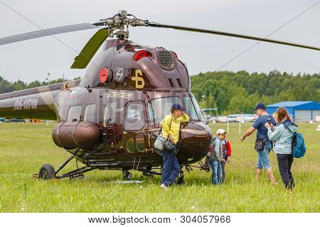 Balashikha, Moscow Region, Russia - May 25, 2019: Soviet Multipurpose Helicopter Mi-2m Ra-15768 Park