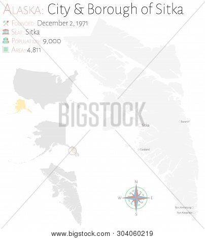 Large And Detailed Map Of City And Borough Of Sitka In Alaska, Usa.