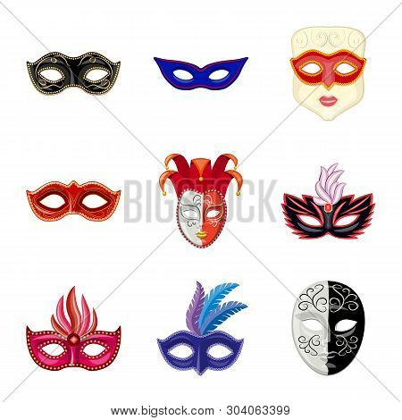 Isolated Object Of Carnival And Theatrical Sign. Set Of Carnival And Mystery Vector Icon For Stock.