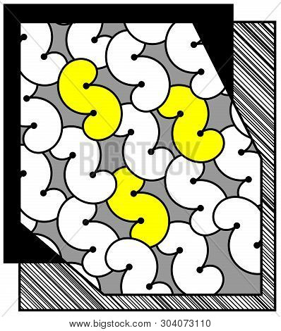 Beautiful Abstraction With Many Curved Shapes In Rows, Geometrical Pattern. Print. Dollar Signs In R