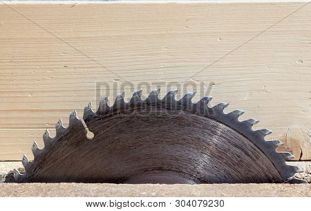 Circular Saw. Metal Toothed Disc. Joiners (carpenters) Tool For Cutting Wood. Close-up.