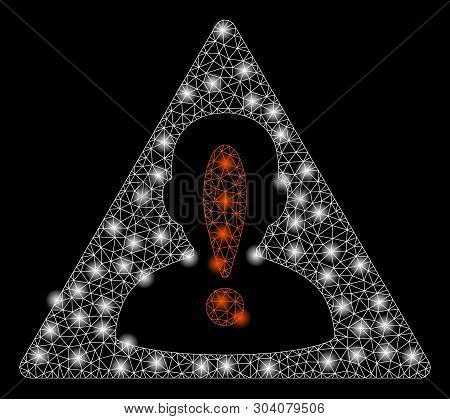 Bright Mesh Black List With Glow Effect. Abstract Illuminated Model Of Black List Icon. Shiny Wire F