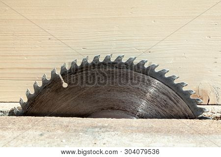 Circular Saw. Metal Toothed Disc. Joiners (carpenters) Tool For Cutting Wood. Close-up.