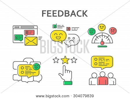 Feedback Color Line Icons Set. Customer Satisfaction.