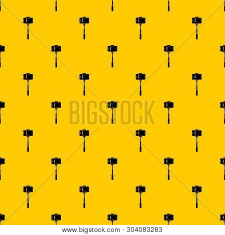 Mobile Phone On A Selfie Stick Pattern Seamless Vector Repeat Geometric Yellow For Any Design