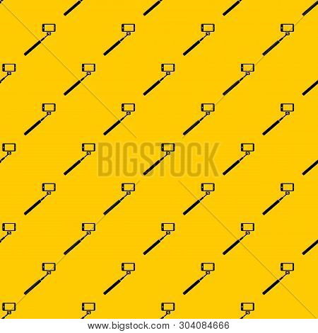 Selfie Stick And Smartphone Pattern Seamless Vector Repeat Geometric Yellow For Any Design