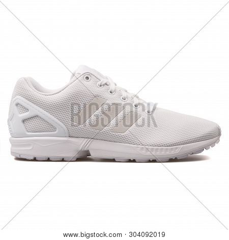 Vienna, Austria - August 10, 2017: Adidas Zx Flux White Sneaker On White Background.