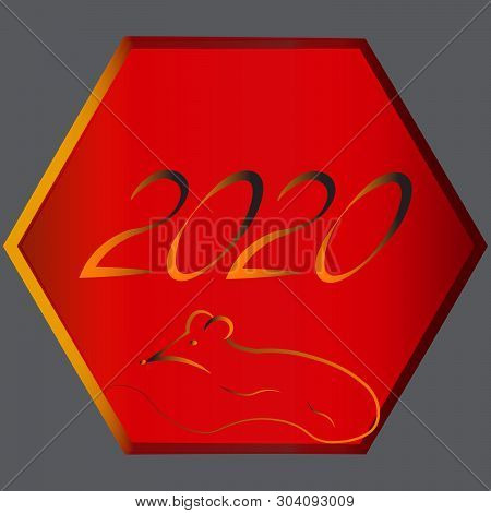 Astrological Sign Of The Zodiac Metal Rat On The Chinese Eastern Asian Calendar. The Layout Of The S