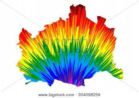 Vienna (republic Of Austria, Wien, Capital City And State) Map Is Designed Rainbow Abstract Colorful