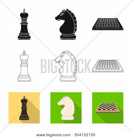 Vector Illustration Of Checkmate And Thin Sign. Collection Of Checkmate And Target Stock Vector Illu