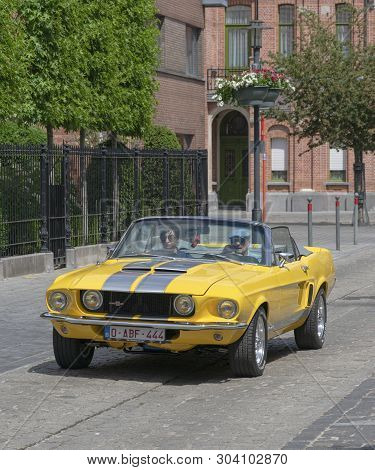 Melsele, Belgium, 30 May 2019, Mustang 428 Cobra Jet On A Car Trade Show In Melsele