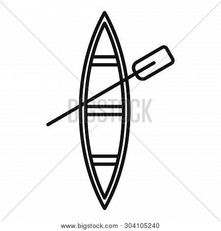 Top View Wood Boat Icon. Outline Top View Wood Boat Vector Icon For Web Design Isolated On White Bac