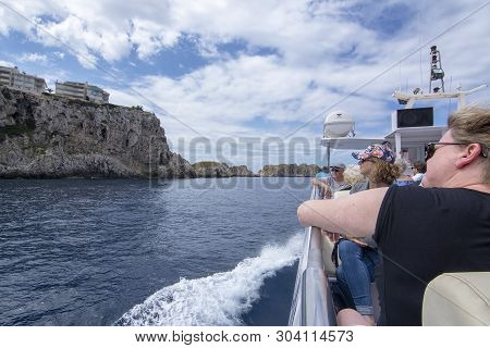 Passengers Sightseeing Tour Boat Coast Mallorca
