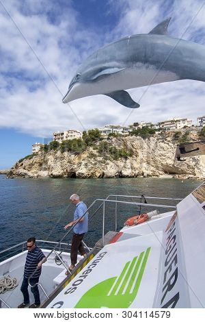 Passengers Sightseeing Tour Boat Coast Mallorca