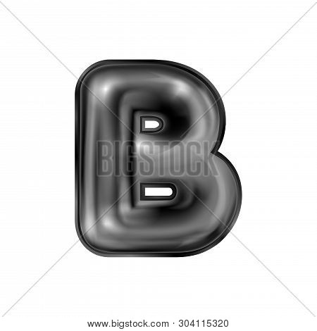 Black Latex Inflated Alphabet Symbol, Isolated Letter B