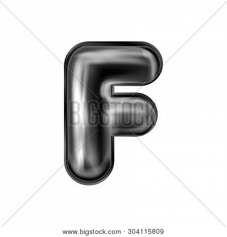 Black Latex Inflated Alphabet Symbol, Isolated Letter F