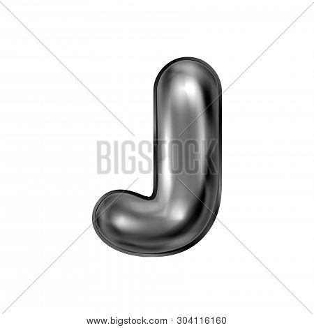 Black Latex Inflated Alphabet Symbol, Isolated Letter J
