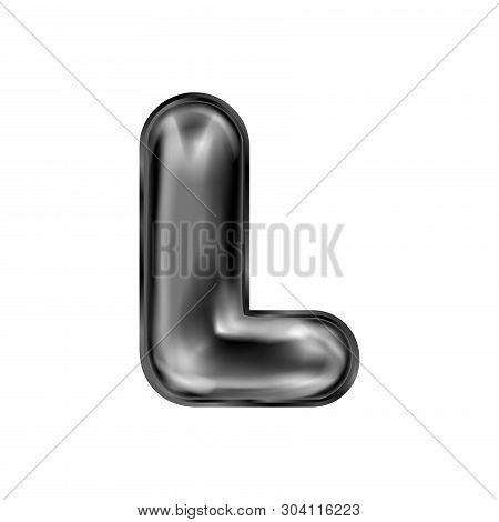 Black Latex Inflated Alphabet Symbol, Isolated Letter L