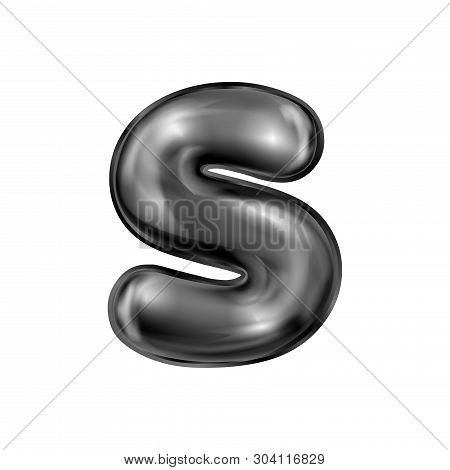 Black Latex Inflated Alphabet Symbol, Isolated Letter S