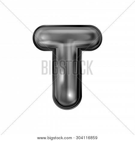 Black Latex Inflated Alphabet Symbol, Isolated Letter T