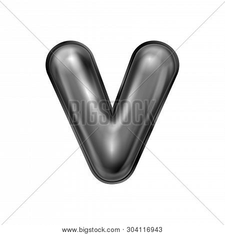 Black Latex Inflated Alphabet Symbol, Isolated Letter V