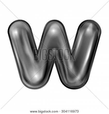 Black Latex Inflated Alphabet Symbol, Isolated Letter W