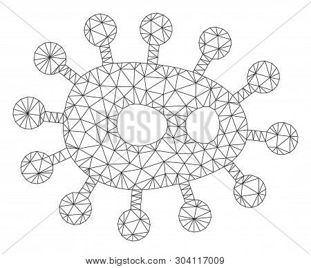 Mesh Bacilla Model Icon. Wire Frame Polygonal Mesh Of Vector Bacilla Isolated On A White Background.