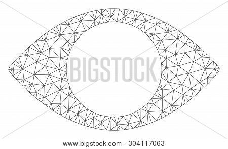 Mesh Blind Eye Model Icon. Wire Carcass Triangular Network Of Vector Blind Eye Isolated On A White B