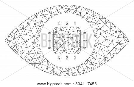 Mesh Bionic Eye Circuit Model Icon. Wire Carcass Triangular Mesh Of Vector Bionic Eye Circuit Isolat