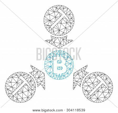 Mesh Bitcoin Mining Pool Model Icon. Wire Frame Polygonal Mesh Of Vector Bitcoin Mining Pool Isolate