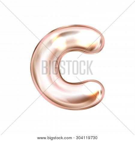 Perl Pink Foil Inflated Alphabet Symbol, Isolated Letter C
