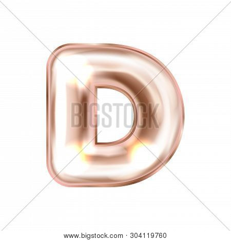 Perl Pink Foil Inflated Alphabet Symbol, Isolated Letter D