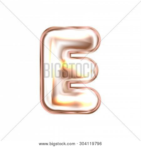 Perl Pink Foil Inflated Alphabet Symbol, Isolated Letter E