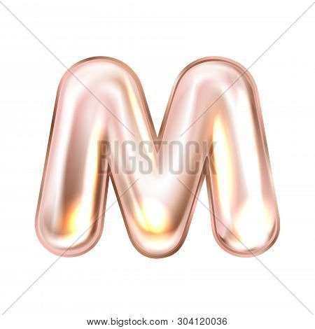 Perl Pink Foil Inflated Alphabet Symbol, Isolated Letter M