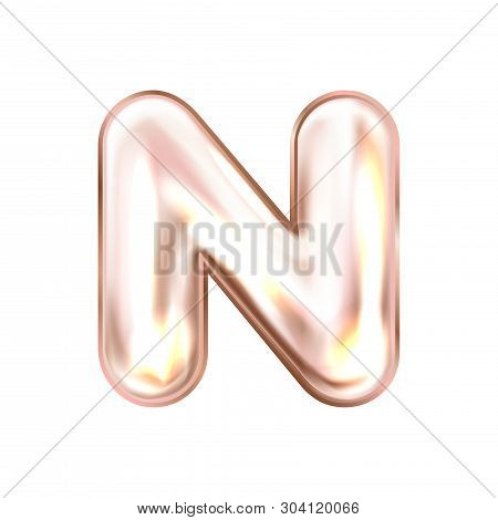 Perl Pink Foil Inflated Alphabet Symbol, Isolated Letter N