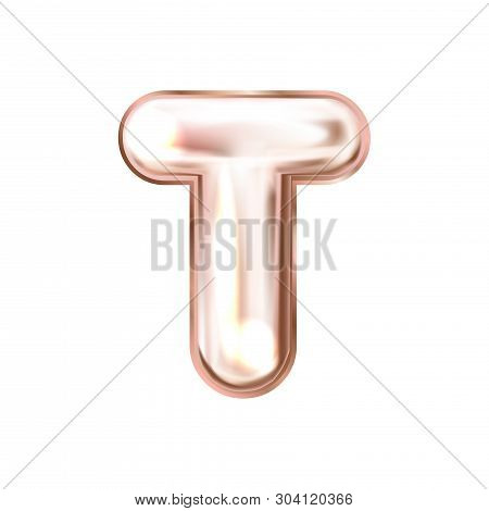 Perl Pink Foil Inflated Alphabet Symbol, Isolated Letter T