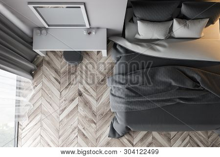 Top View Of Bedroom With Makeup Table
