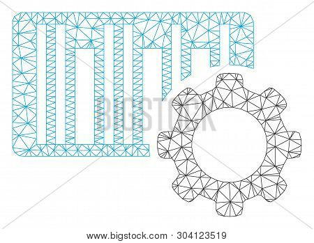 Mesh Bar Code Settings Model Icon. Wire Carcass Triangular Mesh Of Vector Bar Code Settings Isolated