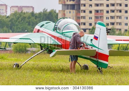 Balashikha, Moscow Region, Russia - May 25, 2019: Russian Aerobatic Aircraft Yakovlev Yak-55m Ra-293