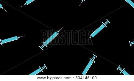 Seamless Pattern Texture Of Blue Disposable Sharp Medical Pharmacetic Syringe For Pricks With Medici