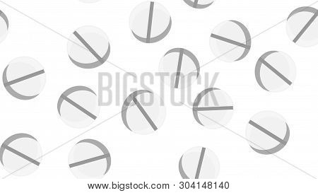 Seamless Pattern Texture Of Red Round White Medical Pharmacetic Pills With Medicine Pills, Drugs, Vi