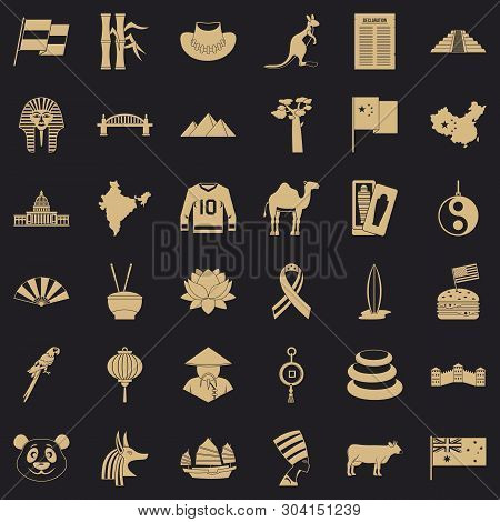 Landmark Icons Set. Simple Style Of 36 Landmark Vector Icons For Web For Any Design