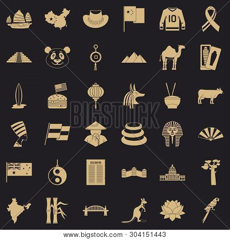 Monument Icons Set. Simple Style Of 36 Monument Vector Icons For Web For Any Design