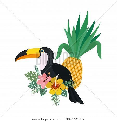 Beautiful Toucan On White Background Vector Illustration Design