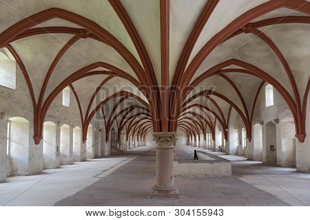 Eberbach, Germany-may 29, 2019: Dormitorium In The Eberbach Monastery Near Eltville Germany
