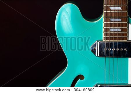 Electric Guitar, Turquoise, 6 String Isolated On Black