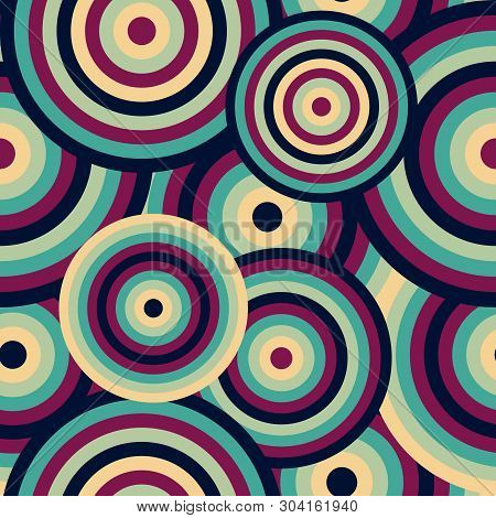 Retro Seamless Pattern, Abstract Geometric Background Repeat Pattern Purple And Blue Discs