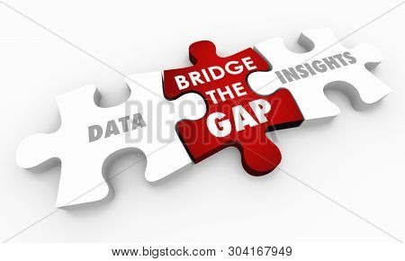 Data Insights Intelligence Bridge Gap Puzzle Pieces Words 3d Illustration