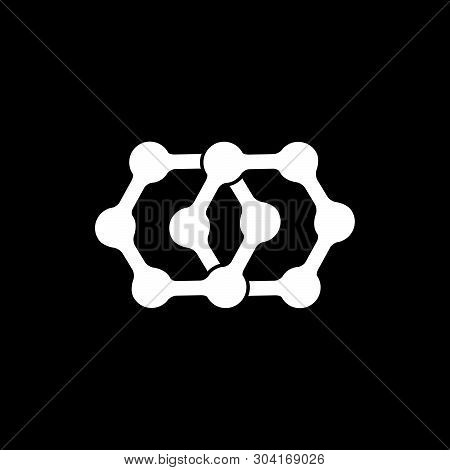 Unique Linked Hexagonal Dots Simple Logo Vector
